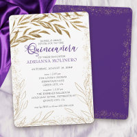 Quinceanera and Mass Luxury Purple and Gold Leaves