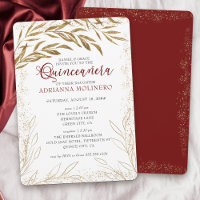 Quinceanera and Mass Luxury Red and Gold Leaves