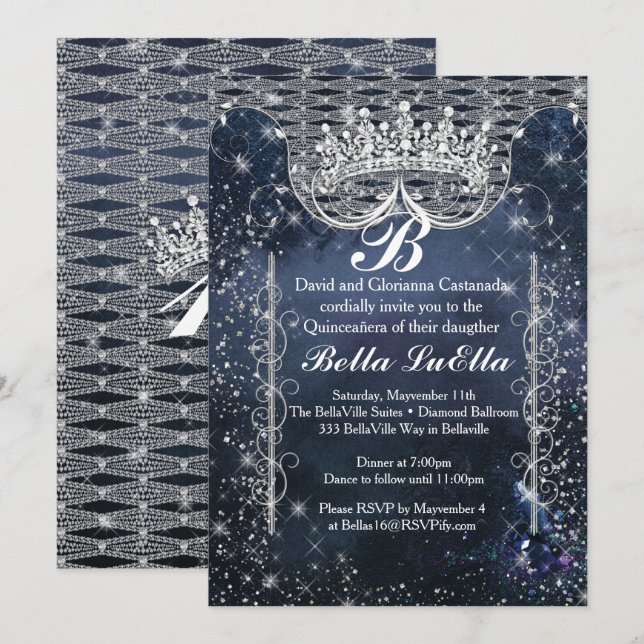 Quinceañera and Sweet 16 Party Invitations (Front/Back)
