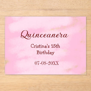 Quinceanera anos 15th birthday add name texture ye acrylic invitations