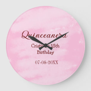 Quinceanera anos 15th birthday add name texture ye large clock