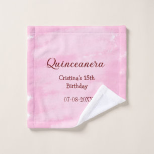 Quinceanera anos 15th birthday add name texture ye wash cloth