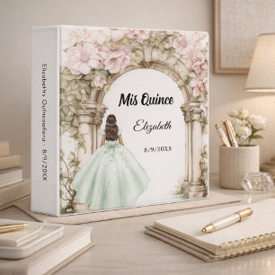 Quinceanera arch floral green dress photo album binder