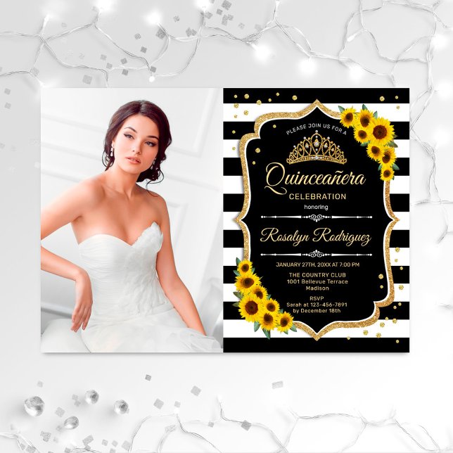 Quinceanera Avec Photo - Invitation Sunflower (Créateur téléchargé)