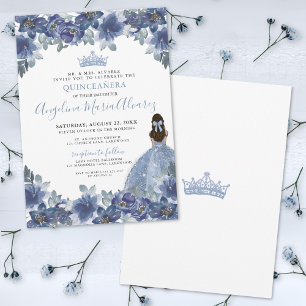 Quinceanera Baby Blue Dress Floral Invitation