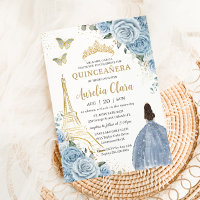 Quinceañera Baby Blue Floral Paris Eiffel France