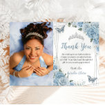 Quinceañera Baby Blue Floral Photo Thank You Card<br><div class="desc">Personalize this lovely quinceañera / sweet 16 photo / picture thank you card with your own wording easily and quickly. Simply click the "Edit Using Design Tools" button to modify the text, wording, font style, font size, and font colour. You can also add or remove text, and move or remove...</div>