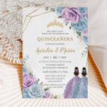 Quinceañera Baby Blue Lilac Purple Floral Twins  Invitation<br><div class="desc">Personalize this lovely quinceañera invitation with own wording easily and quickly,  simply press the customize it button to further re-arrange and format the style and placement of the text.  Matching items available in store!  (c) The Happy Cat Studio</div>