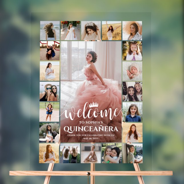 Quinceañera Bienvenue Photo Collage 15e anniversai (Neutre)