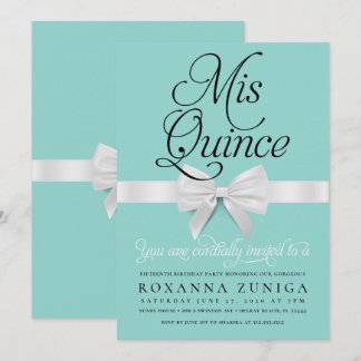 Quinceanera Birthday Blue Elegant Invitation