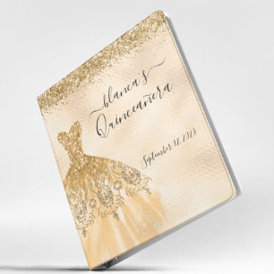 Quinceanera Birthday Gold Dress Champagne Foil Binder