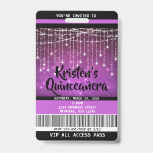 Quinceanera Birthday Invitations, Sweet 16 Invite Badge