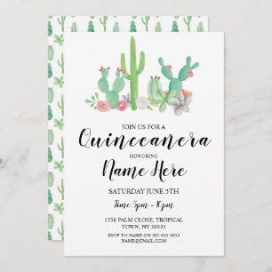Quinceañera Birthday Party Cactus Cacti Invite