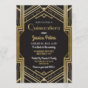 Quinceañera Birthday Party Gatsby Art Deco Invite