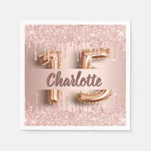Quinceanera birthday rose gold drips napkin