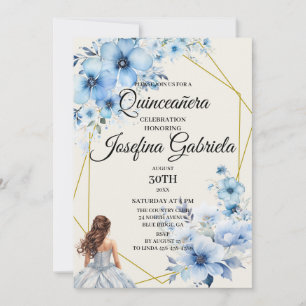 Quinceañera blue floral Invitation