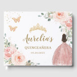 QUINCEANERA Blush Floral Princess Butterflies Gold Guest Book<br><div class="desc">Cherish your special day for the years to come with a customized guest book. Featuring a quince girl in rose gold gown, pretty blush flowers and pink and gold butterflies. Personalize it with your details easily and quickly, simply press the customise it button to further re-arrange and format the style...</div>