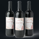 Quinceañera Blush Floral Rose Gold Dress Princess Wine Label<br><div class="desc">Personalize these lovely blush floral rose gold wine bottle labels easily and quickly. Simply click the Edit Using Design Tools button to further edit the text, wording, font style, font size, font colour, add more text, move or remove some images. The butterflies, quince girl and crown are movable, resizable, multipliable...</div>