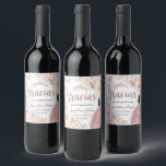 Quinceañera Blush Floral Rose Gold Dress Princess Wine Label<br><div class="desc">Personalize these lovely blush floral rose gold wine bottle labels easily and quickly. Simply click the Edit Using Design Tools button to further edit the text, wording, font style, font size, font colour, add more text, move or remove some images. The butterflies, quince girl and crown are movable, resizable, multipliable...</div>
