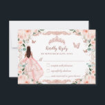 Quinceañera Blush Floral Vintage Rose Gold Dress RSVP Card<br><div class="desc">Personalize these chic rsvp cards with your details easily and quickly,  simply press the Edit Using Design Tool button to further re-arrange and format the style and placement of the text. (c) The Happy Cat Studio</div>