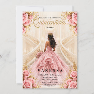 Quinceanera Blush Pink and Gold Invitation