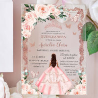Quinceañera Blush Pink Floral Rose Gold Princess
