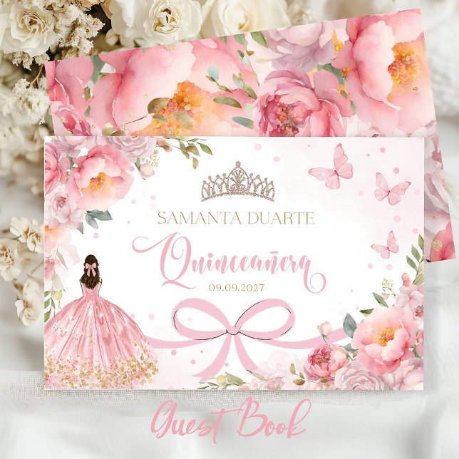 Quinceañera Blush Pink Gold Livre d'or (Blush pink quinceañera guest book with gold accents for sweet 15 celebration.)