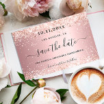 Quinceañera blush pink sparkles glamourous save the date<br><div class="desc">A Save the Date for a Quinceañera,  15th birthday party. A blush pink metallic looking background decorated with rose gold faux glitter dust. Personalize and add a date and name/age.  The text: Save the Date is written with a large trendy hand lettered style script with swashes.</div>