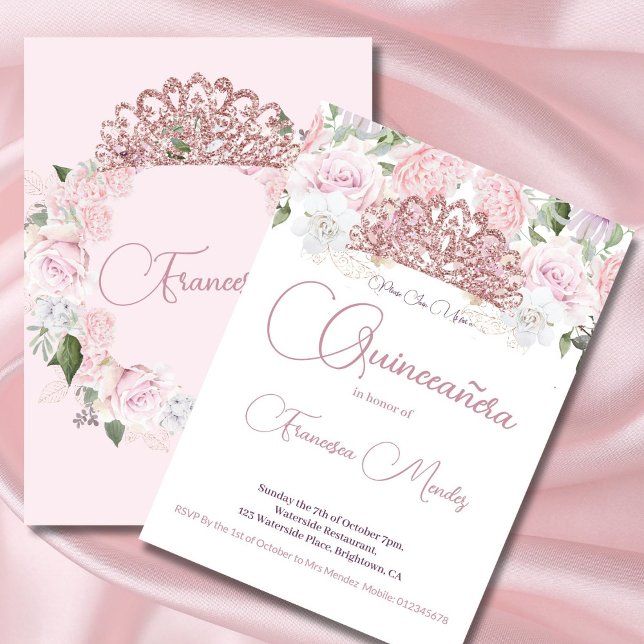 Quinceanera Blush Pink Watercolor Floral   Invitation (Creator Uploaded)