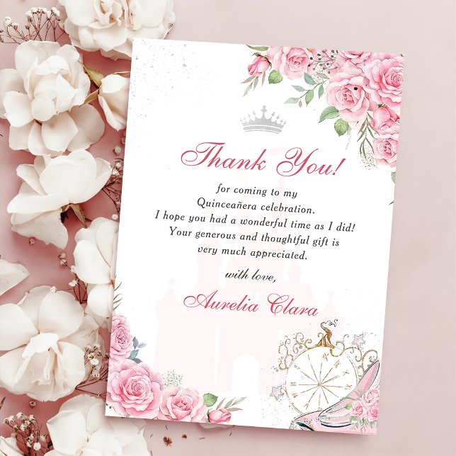 Quinceanera Blush rose Carte de remerciements de l (Créateur téléchargé)