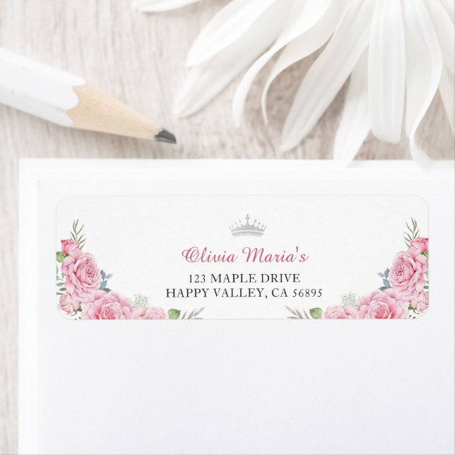 Quinceanera Blush rose Floral Argent Couronne (En situation)