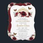 Quinceañera Burgundy Blush Floral Gold Crown Invitation<br><div class="desc">Personalize this lovely burgundy and blush floral princess crown quinceañera invitation with own wording easily and quickly,  simply press the customize it button to further re-arrange and format the style and placement of the text.  Matching items available in store!  (c) The Happy Cat Studio</div>