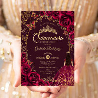 Quinceanera Burgundy Gold