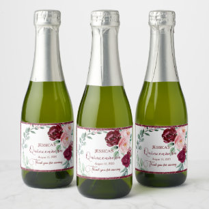 Quinceanera Burgundy Red Mini Champagne Label
