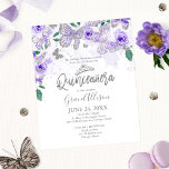 Quinceanera Butterfly Budget Invitation Bilingual<br><div class="desc">A whimsical purple and silver glitter butterflies invite. Great for a butterfly-themed 15th birthday party. PLEASE NOTE: The envelopes are NOT INCLUDE; matching envelopes are available to be purchased separately. CUSTOMIZATION: Please send me a message through the chat if you need any customization, such as a change of colour. MODIFYING...</div>