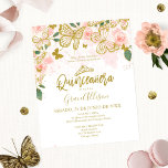 Quinceanera Butterfly Budget Invitation Spanish<br><div class="desc">A whimsical pink and gold glitter butterflies invite. Great for butterfly-themed 15th birthday party. PLEASE NOTE: The envelopes are NOT INCLUDE; matching envelopes are available to be purchase separately. CUSTOMIZATION: Please send me a message through the chat if you need any customization, as a change of colour. MODIFYING EXISTING ORDER/...</div>