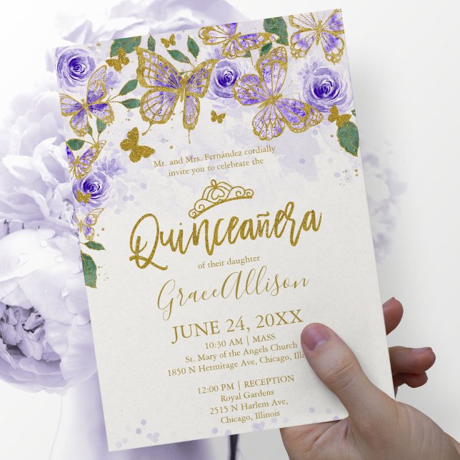 Quinceanera Butterfly Invitation English Wording  (Creator Uploaded)
