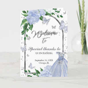 Quinceanera Butterflys Dusty Blue Gown Programs