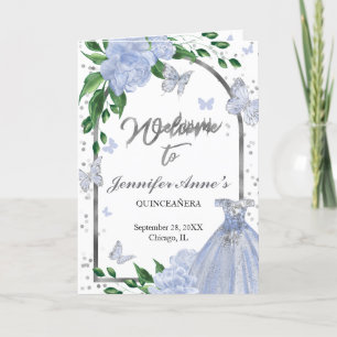 Quinceanera Butterflys Dusty Blue Gown Programs
