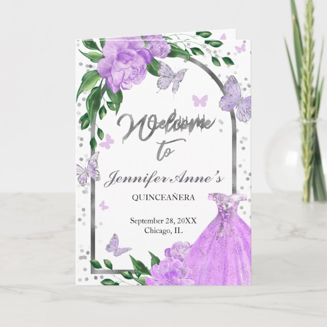 Quinceanera Butterflys Lavender Gown Programmes (Devant)