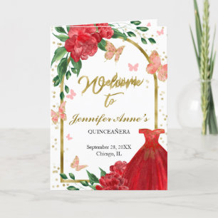Quinceanera Butterflys Red Gown Programmes