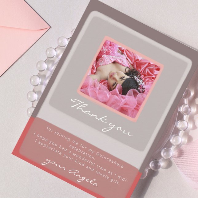 Quinceañera carte de remerciements avec photo (Créateur téléchargé)