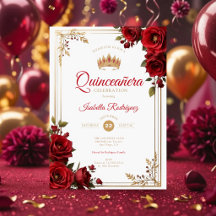 Quinceañera Celebration Invitation | Red Rose Crow