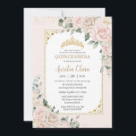 Quinceañera Champagne Ivory Blush Floral Gold Invitation<br><div class="desc">Personalize this elegant Quinceanera / Sweet 16 Birthday invitation with own wording easily and quickly, simply press the customize it button to further re-arrange and format the style and placement of the text.  Matching items available in store. All text is editable. Can be edited for other occasions. The crown can...</div>