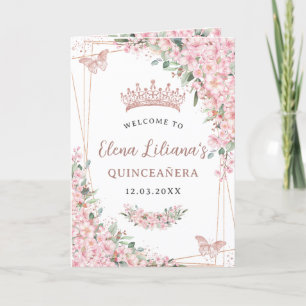 Quinceañera Cherry Blossoms Rose Gold Program