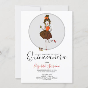 Quinceanera Chica en vestido de fiesta invitación Invitation