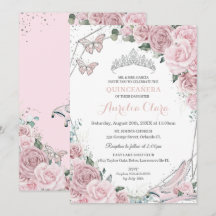 Quinceañera Cinderella Princess Dusty Pink Floral