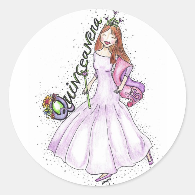 Quinceanera Classic Round Sticker (Front)