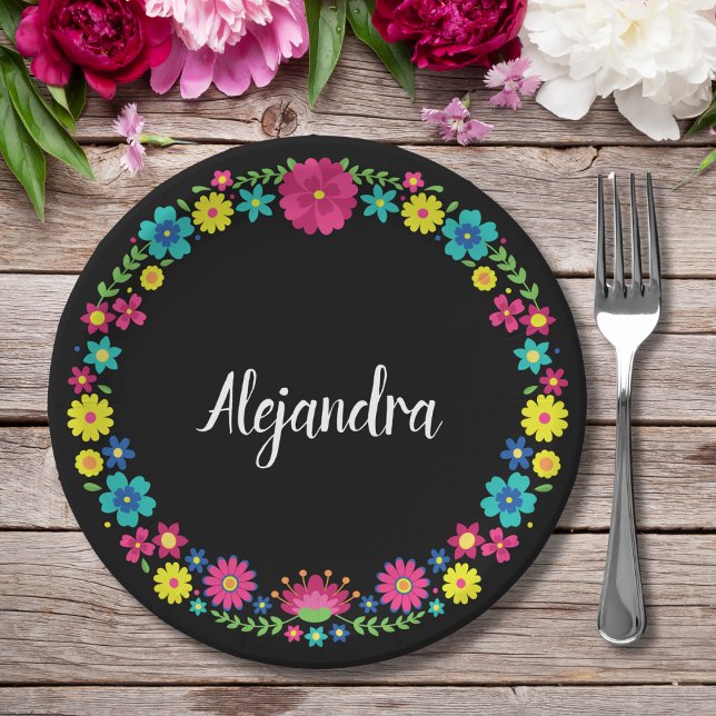 QUINCEAÑERA COLORFUL FLOWER PAPER PLATE (Creator Uploaded)