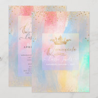 Quinceanera Cotton Candy Watercolor Brushstrokes